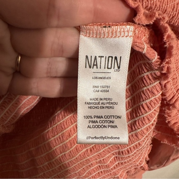 Nation LTD Bunny Smocked Long Sleeve Top in Geranium Pink size Small - Picture 5 of 7